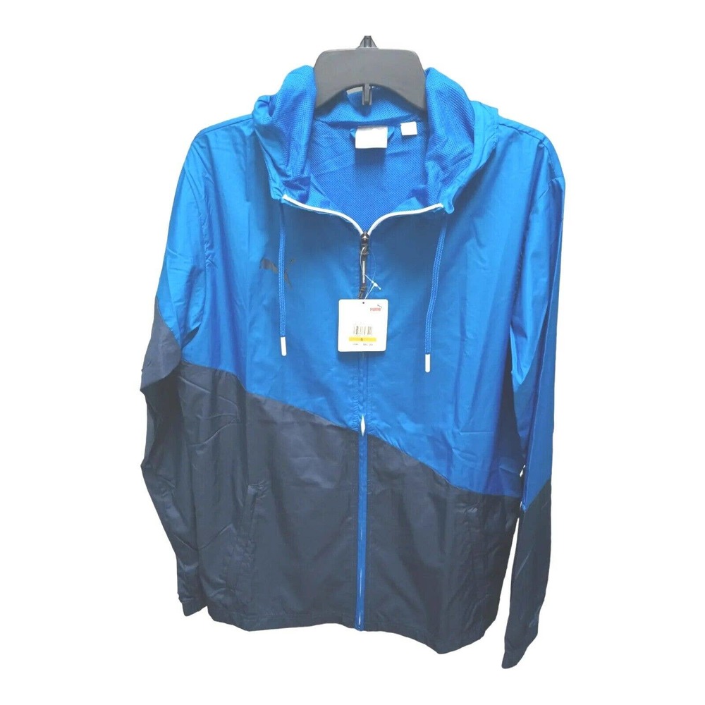Puma Mens Alpha Lightweight Windbreaker Sport Hooded Jacket Outerwear SIZE XS